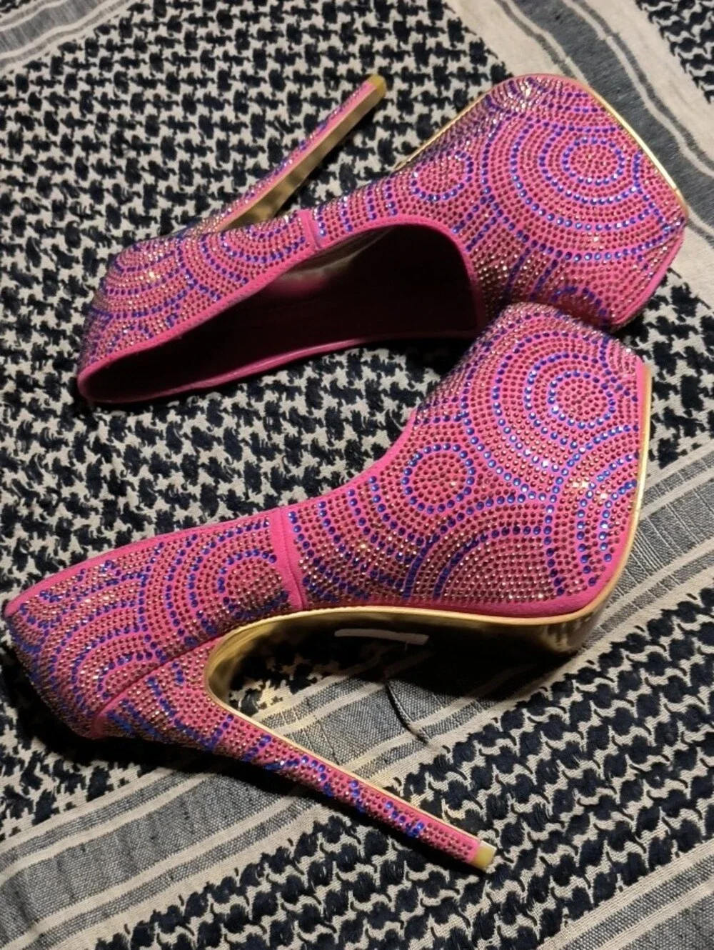 Alba Hot Pink Crystal-Embellished Pointed Heel Pumps
